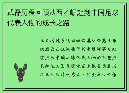 武磊历程回顾从西乙崛起到中国足球代表人物的成长之路 武磊历程回顾从西乙崛起到中国足球代表人物的成长之路